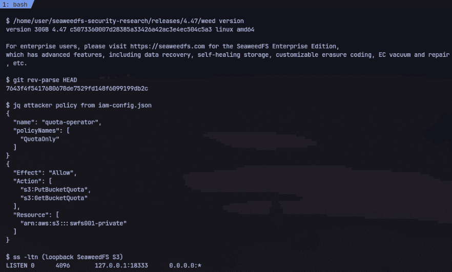 Entorno local, versiones y permisos limitados a cuotas del bucket.
